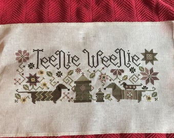 Unframed / Stitched / Completed Cross Stitch - "Teenie Weenie" by Plum Street Samplers
