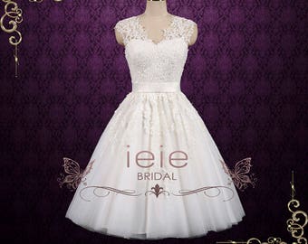Vintage Short Lace Wedding Dress | Lace Tea Length Wedding Dress | Clover