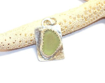 Sea Glass Pendant, Sterling Sea Glass Jewelry, Seafoam Green Necklace, Lake Erie Beach Glass, Mothers Day Gift for Mom