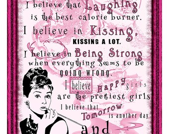 Audrey Hepburn Quote Pink