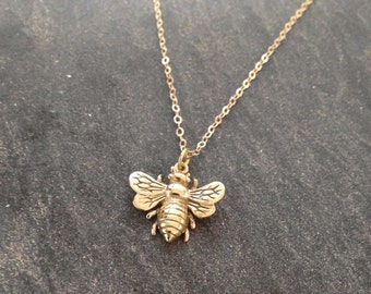 Gold Bee Necklace Honey Bee Necklace Rose Gold