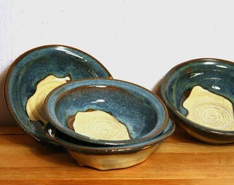 Salt-Rim Ceramic Bowls Wheel Thrown White Stoneware