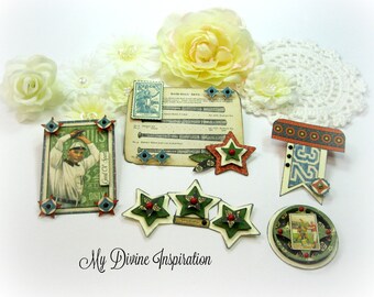 Graphic 45 Good Ol' Sport Scrapbook Embellishments Paper Embellishments Paper Stars for Scrapbooking Layouts Cards Mini Albums Paper Crafts