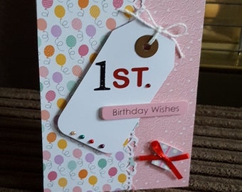 1st birthday card for a girl