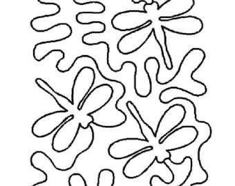 11" Dragonfly Stipple Background Quilting Stencil - EL49