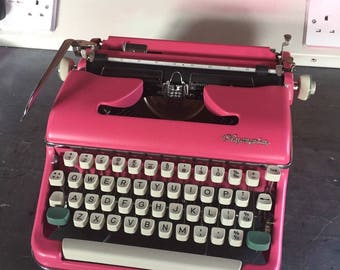 Olympia SM5 "Annabel" Typewriter Professionally Serviced and Repainted Pink Full Working Order