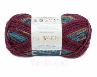 MULBERRY OMBRE Bulky Yarn. All Things You Premium Acrylic. A Rainbow of Dark Colors. Soft Bulky Variegated. Same as Charisma Mulberry Yarn