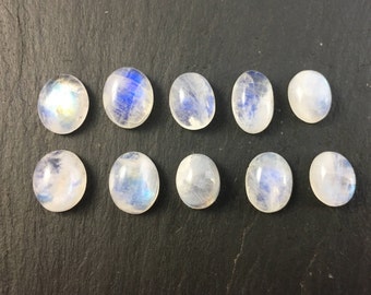 Rainbow Moonstone Natural Cabochons | Lot of 10 | Semiprecious Gemstones