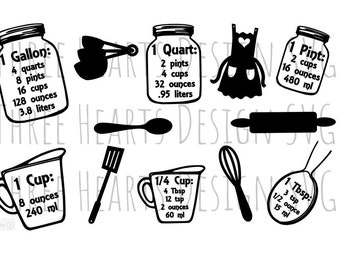 Measuring Cups & Utensils Conversion SVG Image File Ready To Use