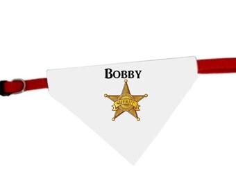 Necklace personalized with name Sheriff star dog bandana