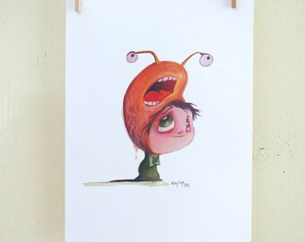 original illustration "Hat 14" (oil on paper painting)