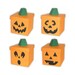 Carved Halloween Pumpkin Jack O'Lantern Digital PDF Favor Gift Box Printable Color Template (custom faces available)