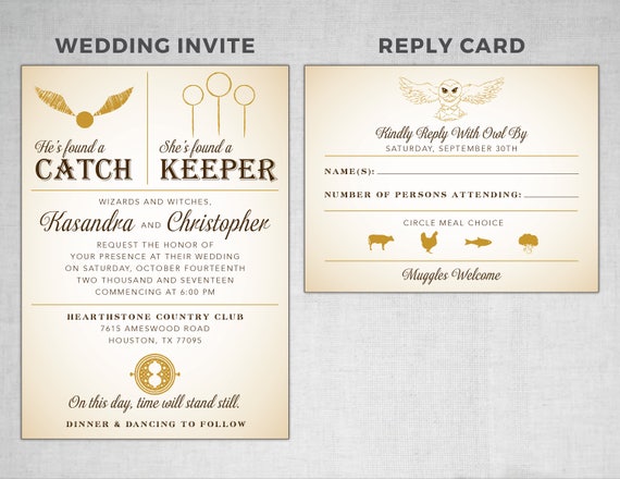 harry potter wedding invitation amp rsvp card diy printable rsvp postcards wedding