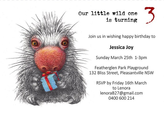 editable birthday invitation template porcupine present