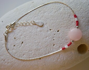 925 sterling silver bracelet / Bracelet serpentine /Bracelet Pearl Miyuki/semi precious/bracelet/Pink Silver 925/Pearl Jewelry