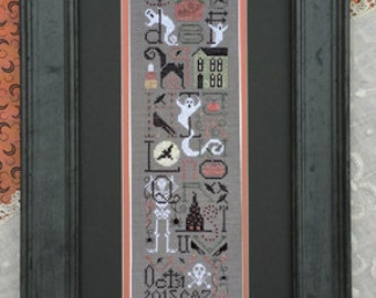 DRAWN THREAD The Haunting counted cross stitch patterns at thecottageneedle.com sampler Halloween Autumn