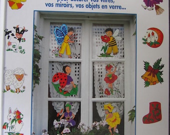 "68 repositionable decorations in stained glass painting" book - decorate windows, mirrors, glassware