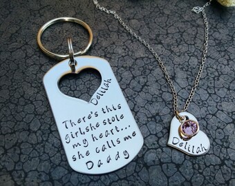 Personalized Father's Gift Hand Stamped Daddy Daughter Set Daddy's Girl...Stole my Heart Gift for Dad Father's Day Gift Christmas Gift