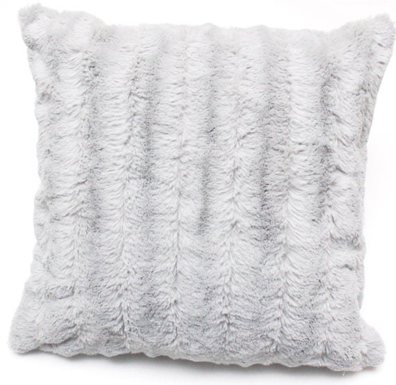 Silver/Gray Faux Fur Pillow Cover Faux FurDecorative Pillow