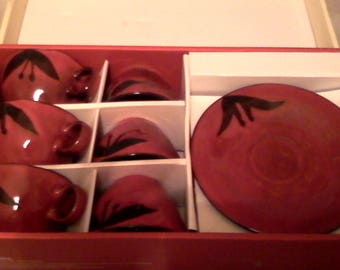 Box of 6 teacups with sub cups, new in the original box