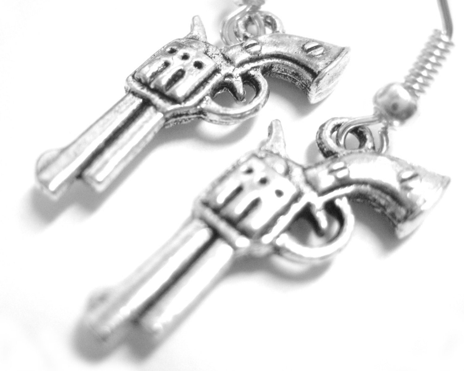 Silver Gun Earrings Gun Jewelry Pistol Earrings Police