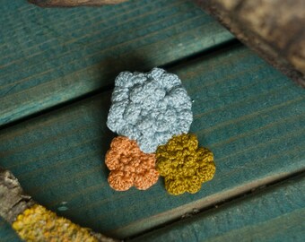 Crochet brooch, crochet jewelry, fiber brooch, knitted brooch, textile brooch, lichen