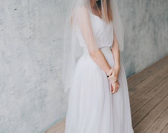 LOVELY | Double tier ivory veil, veil with blusher, bridal veil, wedding veil, white veil, ivory veil, veil wedding