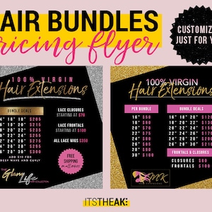 Hair Bundle Flyer - Custom Design Made To Order - Hair Bundle Prices Flyer Design Social Media Hair Instagram Flyer Hair Extension Flyer