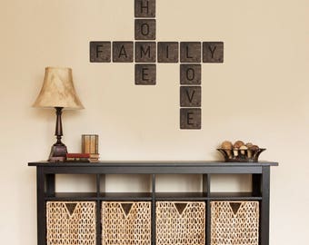 Rustic Interior Decor Wall Wooden Scrabble Tiles Letters Words Home Sweet Home Design Anniversary Housewarming Wedding Gift New Home