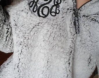 Monogrammed sherpa pullover sweater sherpa pullover fleece monogrammed quarter zip jacket monogrammed youth preppy