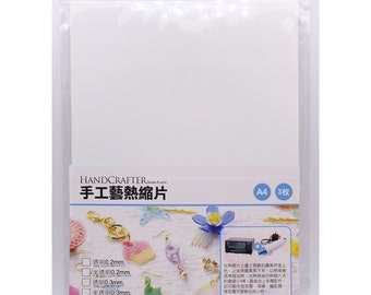 Trabajada en relieve del encogimiento plástico 0.3 A4 mm blanco, 3 hojas por paquete plástico del encogimiento de la joyería, mixta encogen plástico