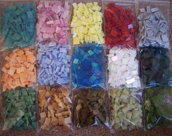Mosaic Tiles MEGAWOWZAMIX Stained Glass 1,500 TILES Cool Colors Mix Stained Glass Tiles Mix