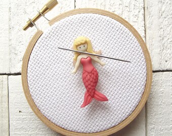 Mermaid Needle Minder, Hand Embroidery, Stitching Gift, Needleminder Embroidery, Magnetic Needle Holder, Magnet for Cross Stitch