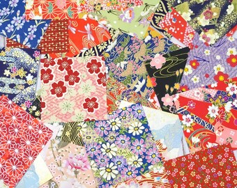 Set of 100 sheets Chiyogami Washi Paper 2.9 x 2.9 inches or 7.5 cm by 7.5 cm