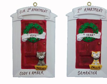 Personalized 1st Apartment Ornament With Cat Or Dog Personalized 1st Apartment Ornament With Cat Or Dog