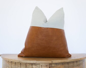 18X18 Faux Leather Pillow Cover