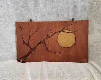 Wall Decor, Painting on Wood, Pyrography Art, Gift Idea