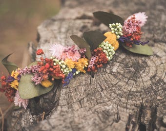 Headdress preserved multicolor flowers