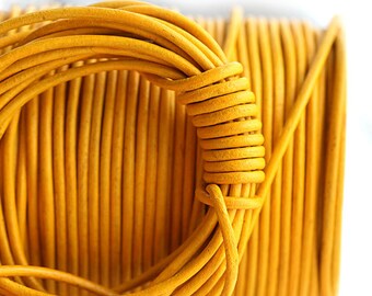 1.5mm Round Leather cord - Sunflower Yellow - 10 feet, LC042