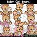 Baby Clipart - Bear Clipart - Baby Shower Clipart - Girls Clipart - Instant Download - Baby Girl Bears - Commercial Use