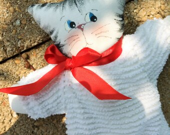 Lovey/Security Blankie/Handpainted Kitty or Doll Lovey/Baby Gift