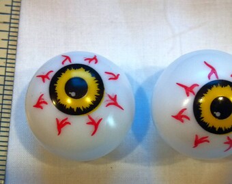 2 Large Yellow Plastic Eyeballs / Altered Art / Doll Making / Sculptures / Supplies / mixed media / doll parts / body parts / assemblage