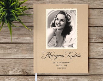 Birthday Guest Book, Vintage Photo Guest Book, Photo Guest Book, Milestone Birthday, Vintage Style Guest Book, White Pages, 80th Birthday
