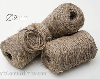 Natural hemp twine 2mm Raw Handmade Rustic Natural Hemp cord Plain twine Decorative cord Gift tag string Craft twine Gift wrap / 10 meters