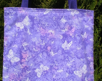 Butterfly Butterflies Tote Bag Flowers Great Gift Fun Book or Lunch Bag Handmade Purse