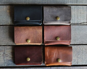 leather card wallet, snap wallet, leather wallet, pocket card wallet, card wallet, leather snap wallet, minimalist wallet, small wallet