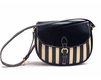 Moschino bag by Redwall Striped leather canvas bag