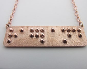 Custom Necklace, Braille Necklace, Custom Braille Necklace, Name Necklace, Name in Braille Personalized Necklace