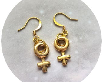 Female Symbol earrings, Venus glyph, sold per pair (leave QTY as 1 to receive one pair)