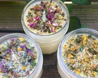 All Natural Aromatherapy Candle with Organic Herbs & Flowers - Customizable Candle - Aromatherapy Candle
